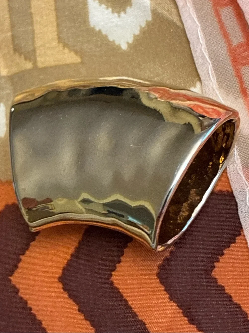 Gold-Tone Statement Scarf Ring Slide, Excellent Condition